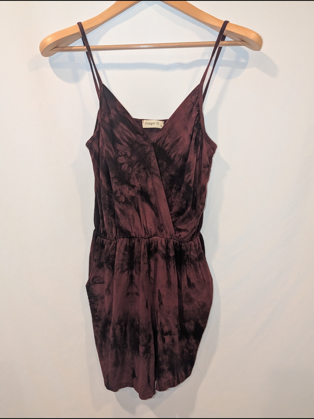 Ginger G Wine Tie-Dye Romper soft casual boho summer vacation flowy